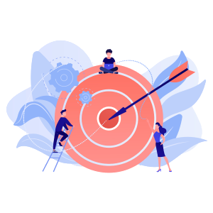 Illustration of a team aiming at a target